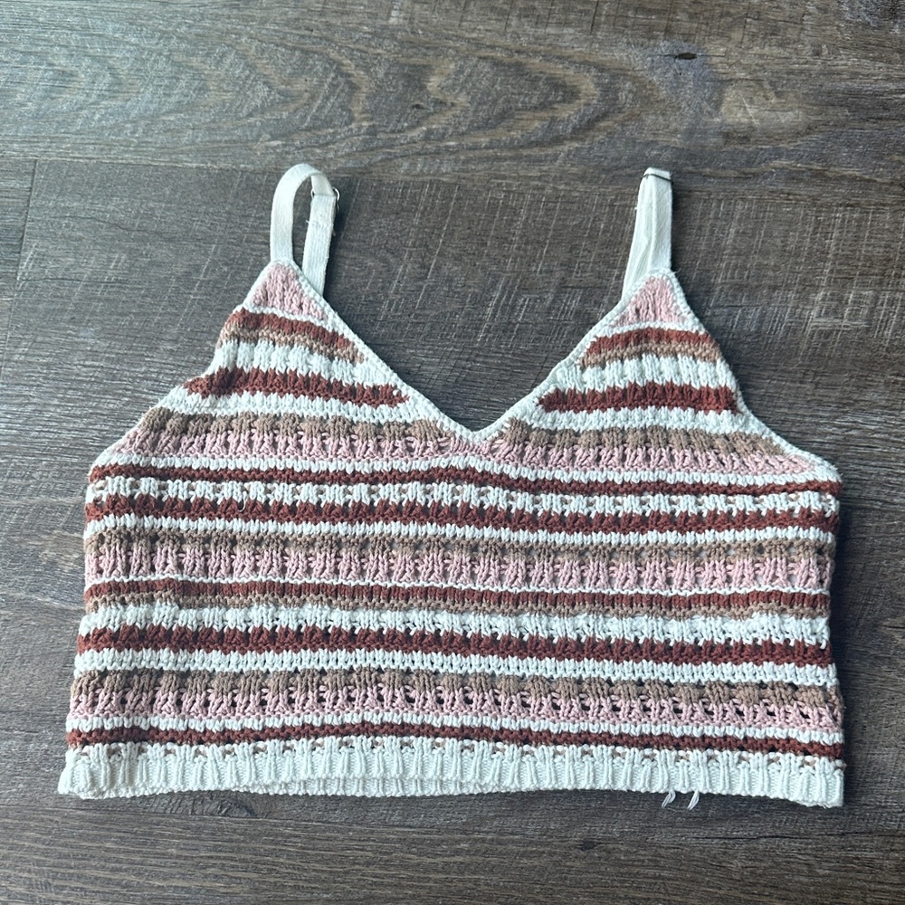 Hollister Textured Striped Camisole - Pink and Brown